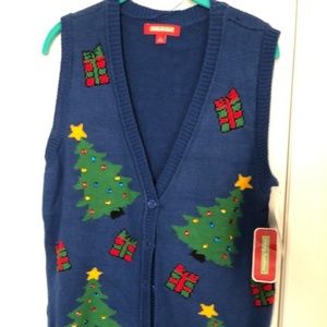 Ugly Christmas Tree Sweater Vest small in Women